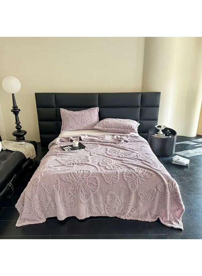 بطانية سرير بنمط فراشة ثلاثية الأبعاد محفورة ناعمة دافئة وردية للكنبة المكتب السرير التخييم السفر - Image 5
